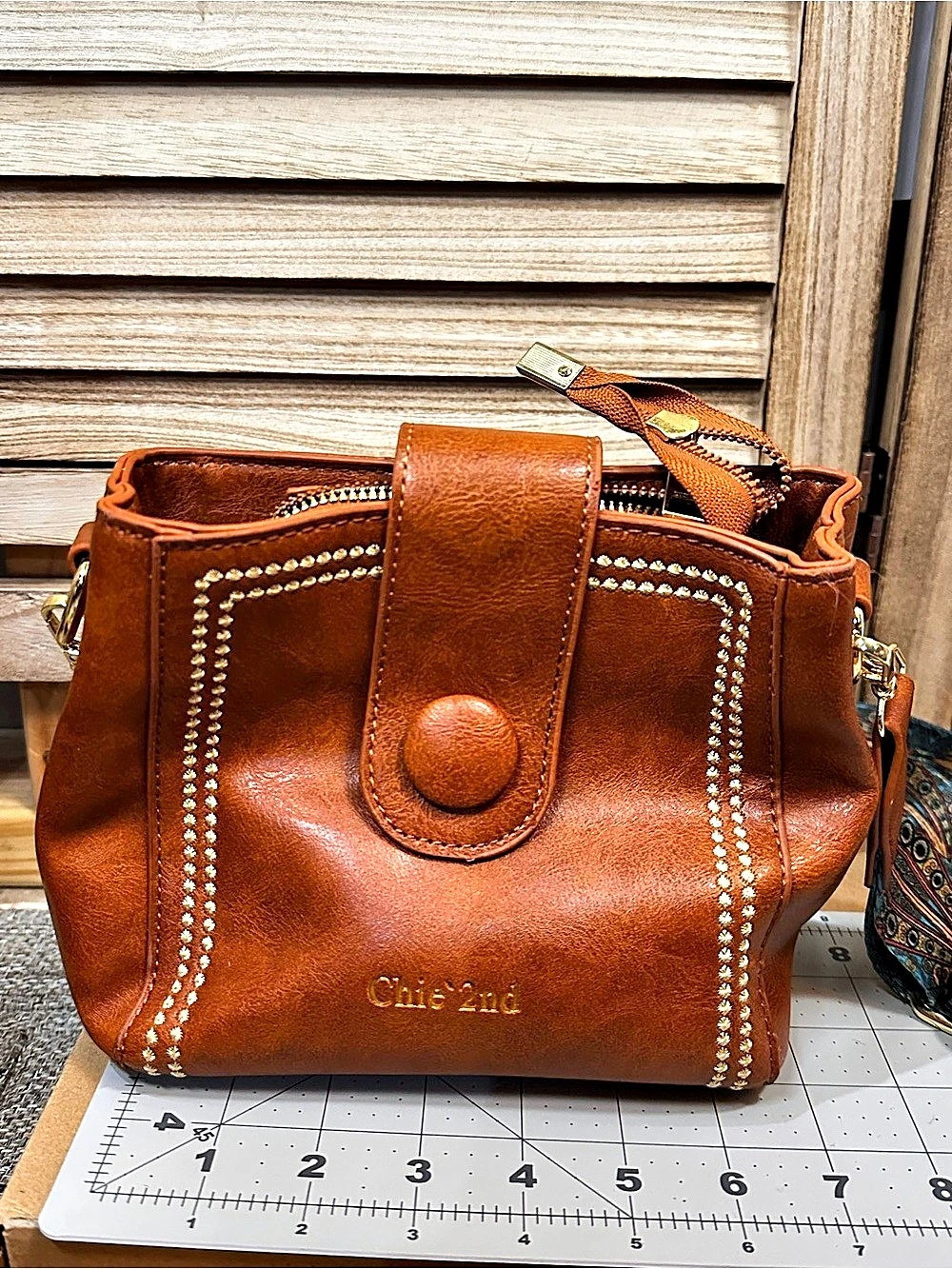 Chie 2nd Shoulder Bag in Brown & Blue Like New